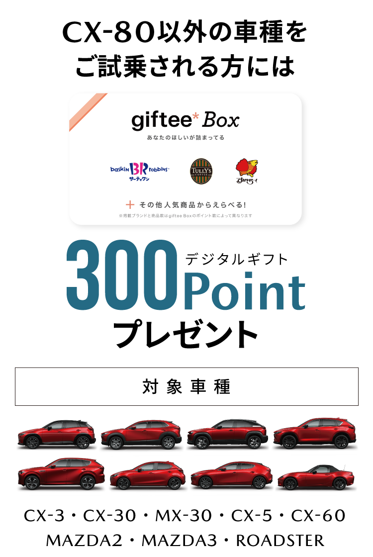 試乗でGET300ポイント